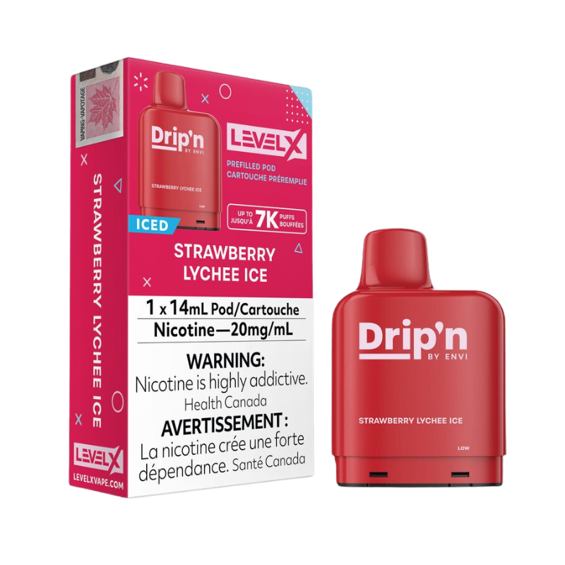 #1 LEVEL X DRIP'N BY ENVI STRAWBERRY LYCHEE ICE POD MISTER VAPOR