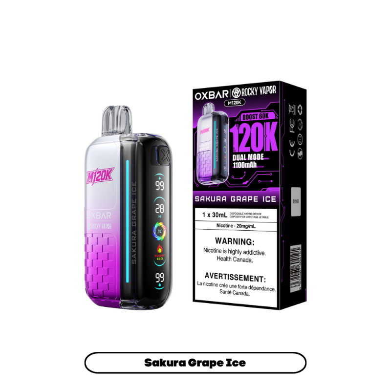 Oxbar M120K Dispoable Vape - Sakura Grape Ice, 30mL