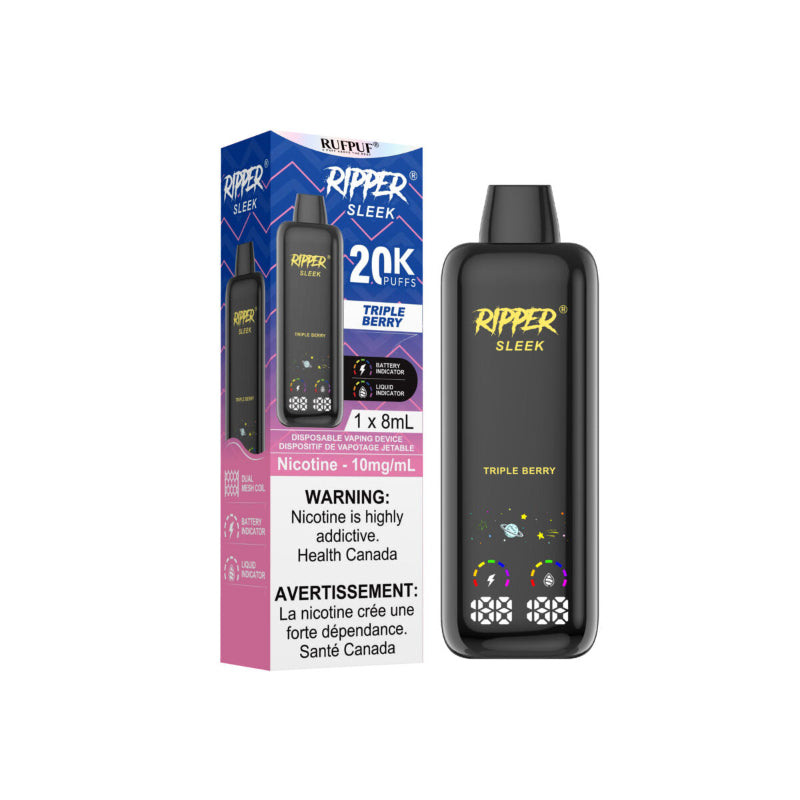 Ripper Sleek 10mg Disposable Vape - Triple Berry, 20k Puffs