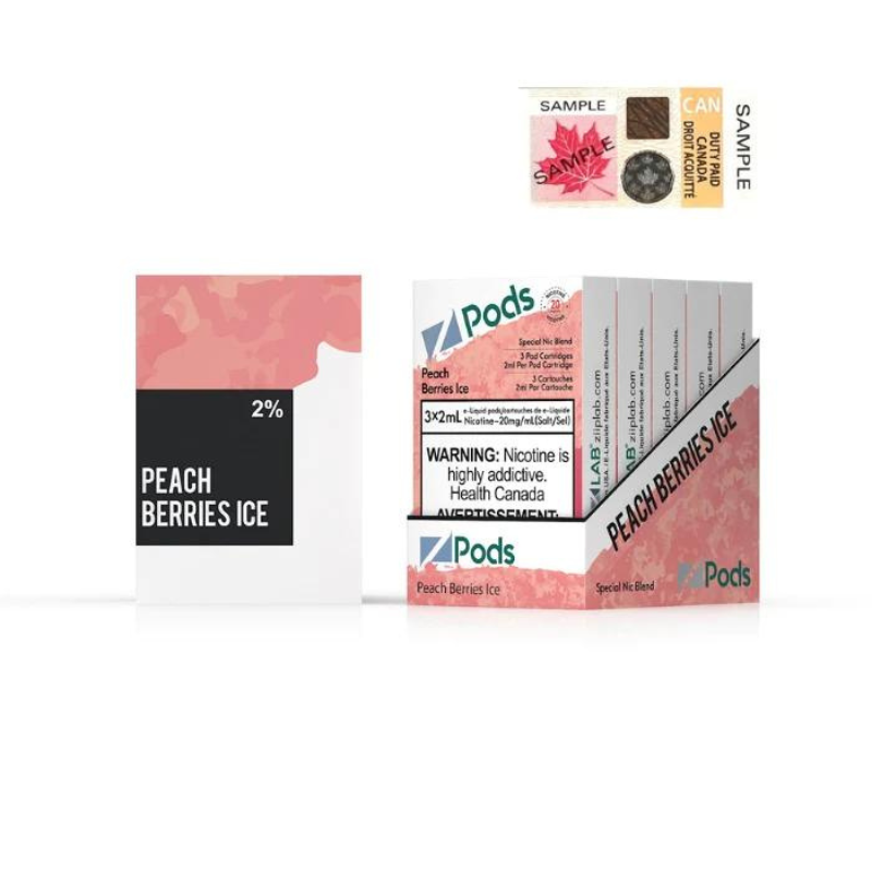 BUY Z PODS PEACH BERRIES ICE 2% SPECIAL NIC BLEND AT MISTER VAPOR (MR. VAPOR) CANADA