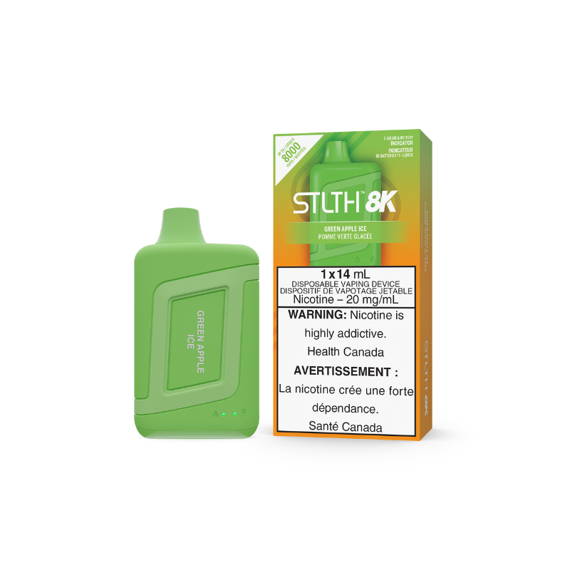 GET THE NEW STLTH BOX 8K GREEN APPLE ICE DISPOSABLE STICK AT MISTER VAPRO TORONTO ONTARIO CANADA