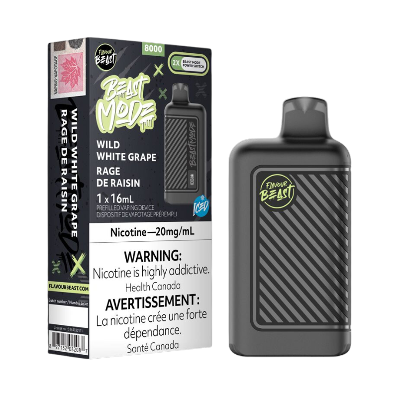 #1 VAPE SHOP IN TORONTO BEAST MODE 8K BY FLAVOUR BEAST WILD WHITE GRAPE DISPOSABLE VAPE AT MISTER VAPOR CANADA