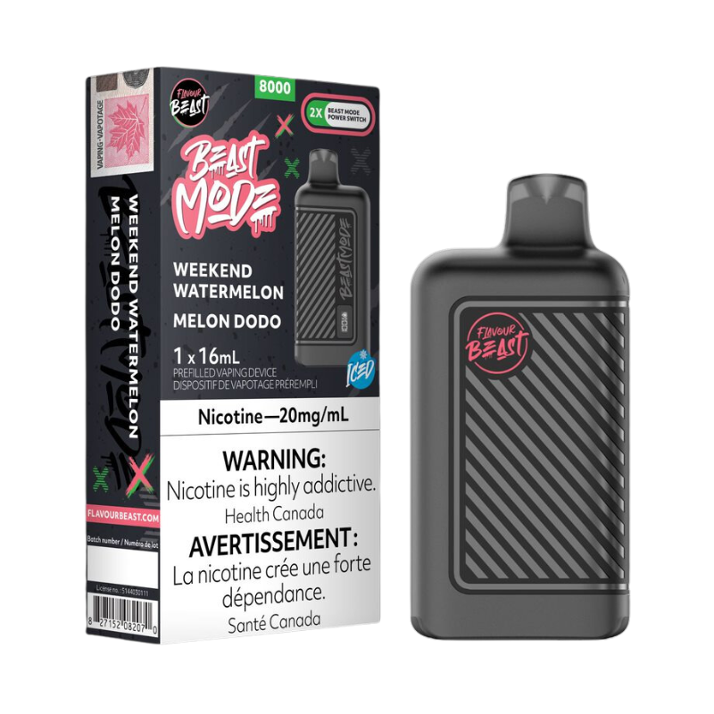 #1 VAPE SHOP IN TORONTO BEAST MODE 8K BY FLAVOUR BEAST WEEKEND WATERMELON ICED DISPOSABLE VAPE AT MISTER VAPOR CANADA