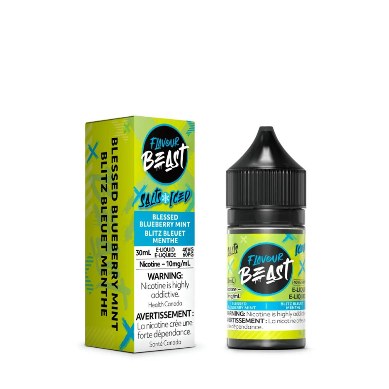 #1 NEW ARRIVAL FLAVOUR BEAST E-LIQUID BLESSED BLUEBERRY MINT ICED 10MG SALT AT MISTER VAPOR