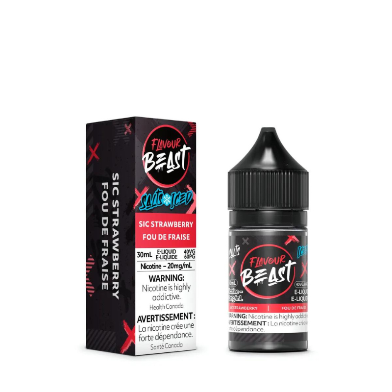 #1 NEW ARRIVAL FLAVOUR BEAST E-LIQUID SIC STRAWBERRY ICED 20MG SALT AT MISTER VAPOR