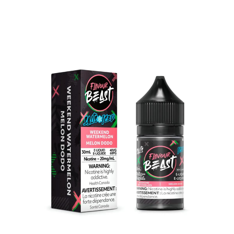 1. BEST VAPE STORE FLAVOUR BEAST E-LIQUID WEEKEND WATERMELON ICED SALT 20MG AT MISTER VAPOR