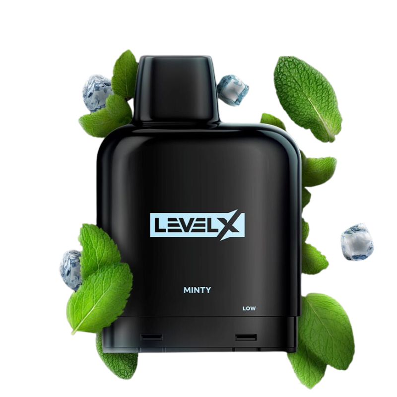 ESSENTIAL SERIES MINTY ICE BY LEVEL X Experience the revitalizing allure of crisp mint leaves harmoniously combined with a refreshing icy touch. 