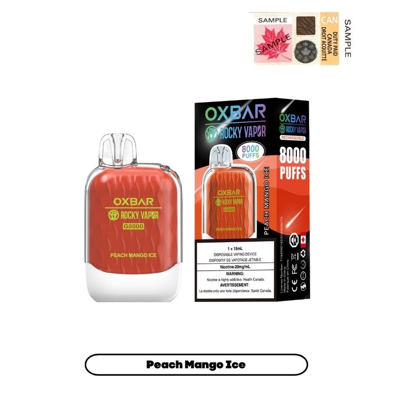 VAPE STORE NEAT ME SELLING OXBAR G-8000 PEACH MANGO ICE DISPOSABLE VAPE AT MISTER VAPOR CANADA