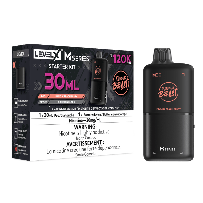 Level X M30 Flavour Beast Pod Starter Kit - Packin' Peach Berry, 120k Puffs - PODS - Mister Vapor