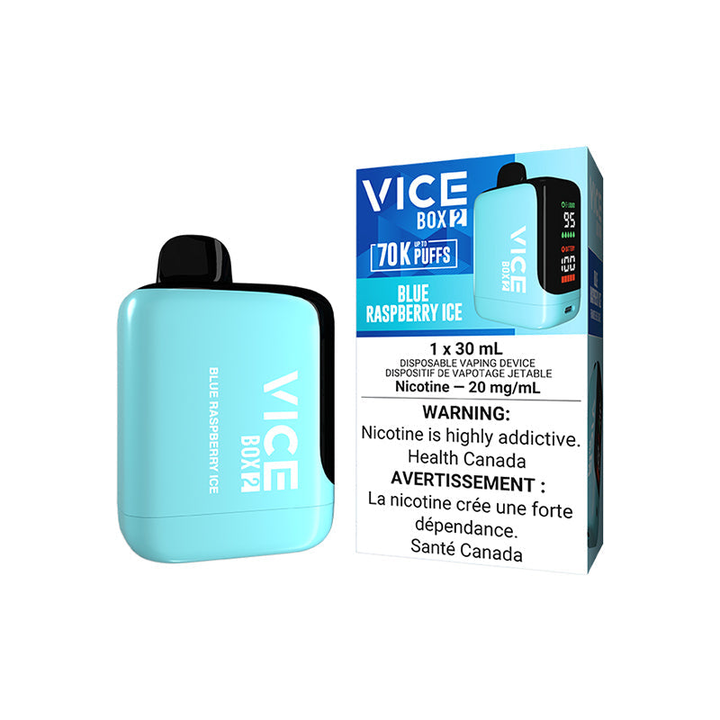 VICE BOX 2 BLUE RASPBERRY ICE 70K DISPOSABLE VAPE, 30mL