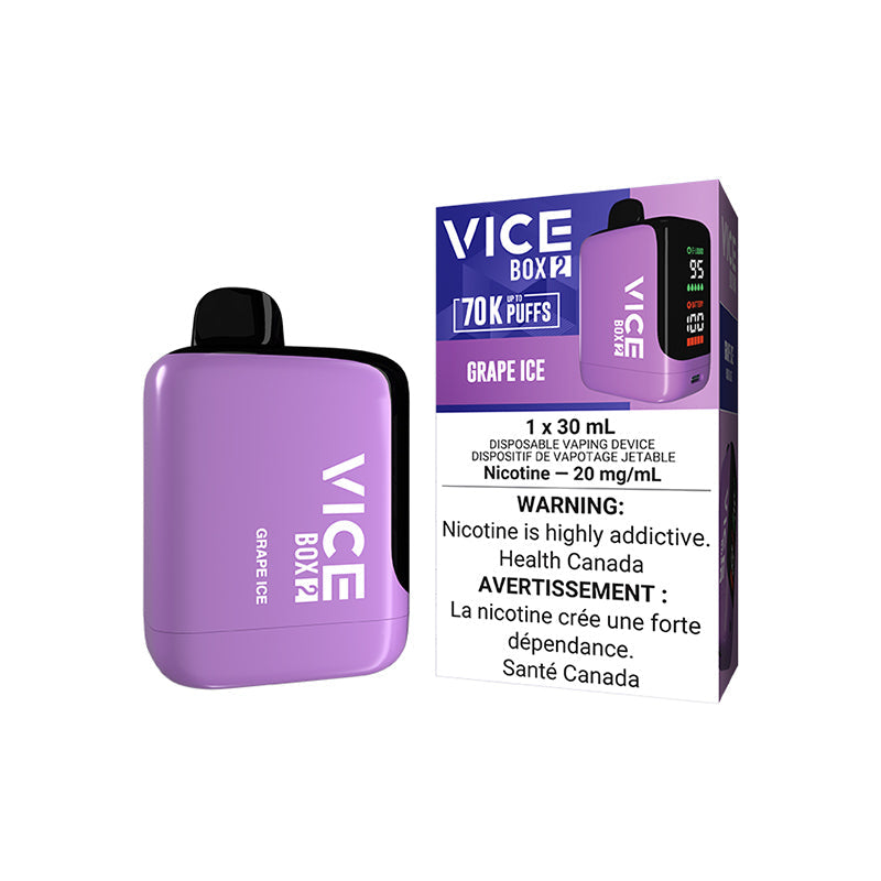 VICE BOX 2 GRAPE ICE 70K DISPOSABLE VAPE, 30mL