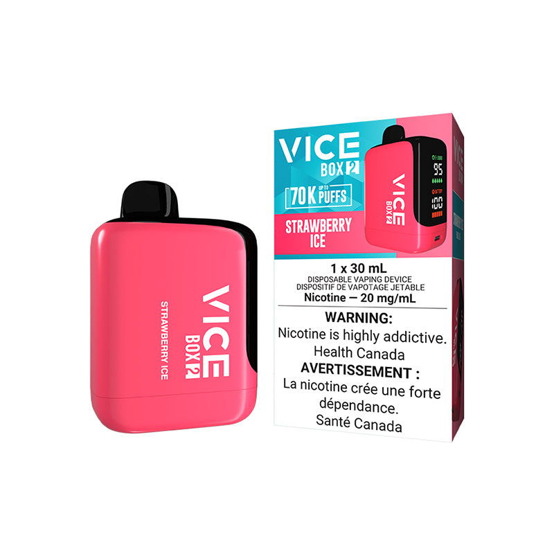 VICE BOX 2 STRAWBERRY ICE 70K DISPOSABLE VAPE, 30mL