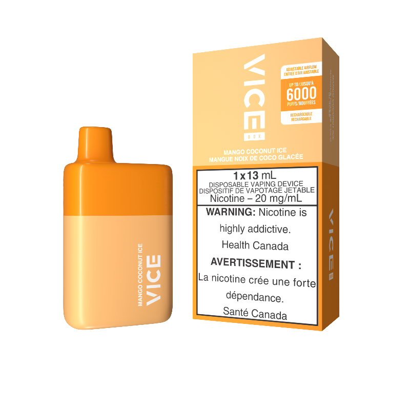 Imagine the luscious sweetness of ripe mangoes blending seamlessly with the creamy richness of coconut.The all new Vice box 6000 puffs has arrived. With the same great flavour as the original Vice 2500 but with more puffs and is rechargeable!