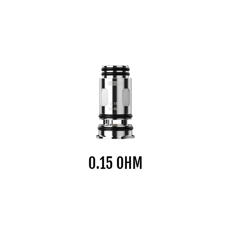 Vape coil with '0.15 OHM' label on a white background