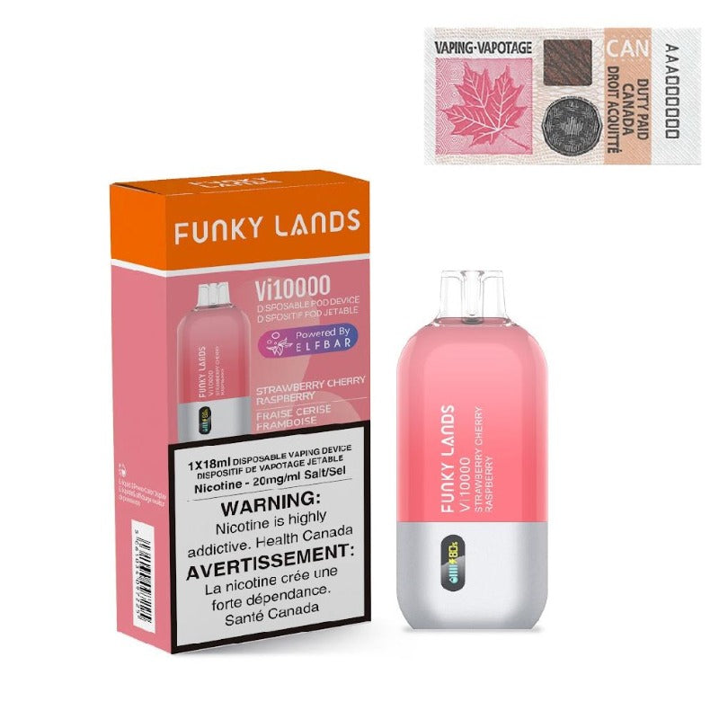 FUNKY LAND STRAWBERRY CHERRY RASPBERRY DISPOSABLE VAPE 10k AT MV BC