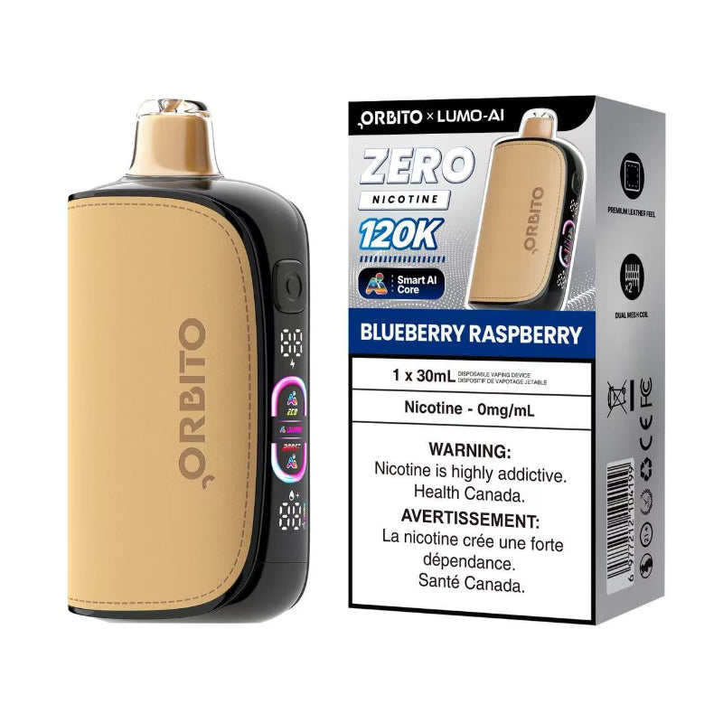 Orbito Lumo Ai Nicotine Free Disposable Vape - Blueberry Raspberry, 120k Puffs
