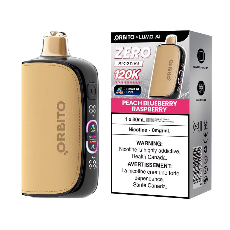 Orbito Lumo Ai Nicotine Free Disposable Vape - Peach Blueberry Raspberry, 120k Puffs