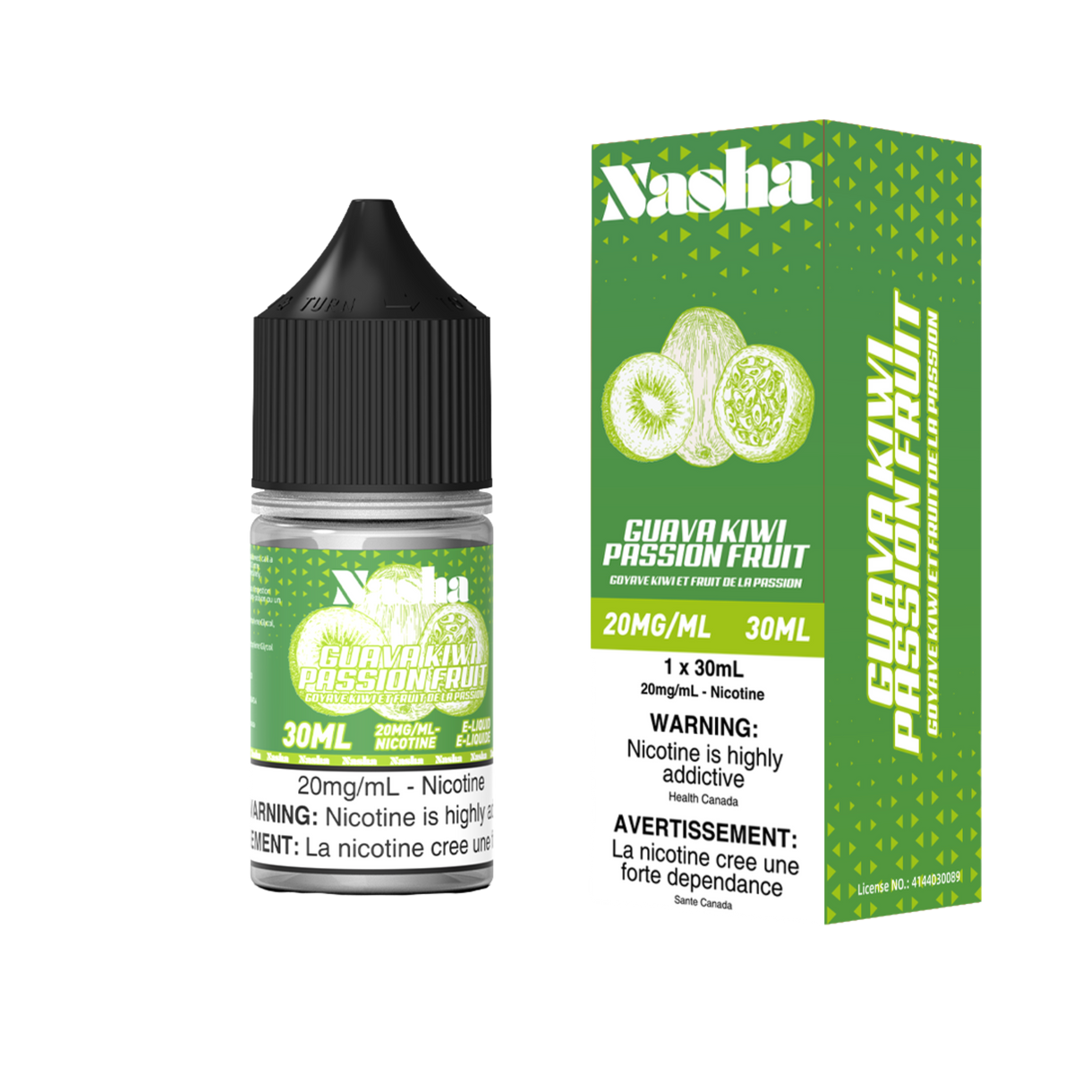 Guava Kiwi Passionfruit by Nasha Salt – 30mL, 20mg nicotine. Smooth MTL vape with 60/40 PG/VG for balanced flavour & discreet clouds. Shop now at Mister Vapor.