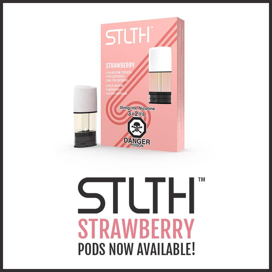 BUY ZERO NICOTINE STLTH STRAWBERRY VAPE PODS At MISTER VAPOR TORONTO