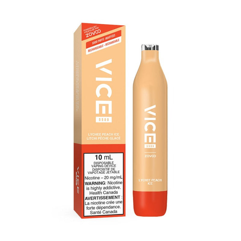 VICE 5500 LYCHEE PEACH ICE DISPOSABLE MISTER VAPOR